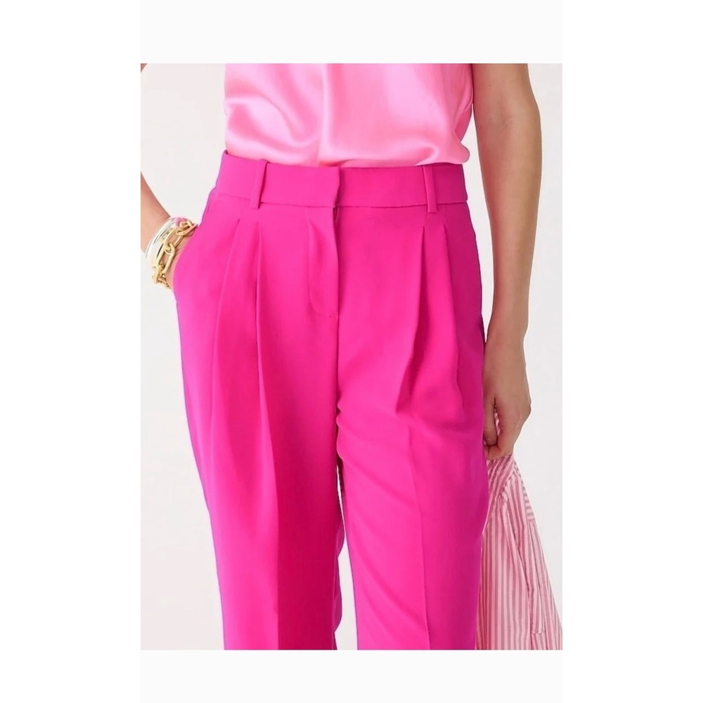 J Crew Wide leg essential pants in city crepe Size 6 hot pink BS581 - Picture 2 of 11